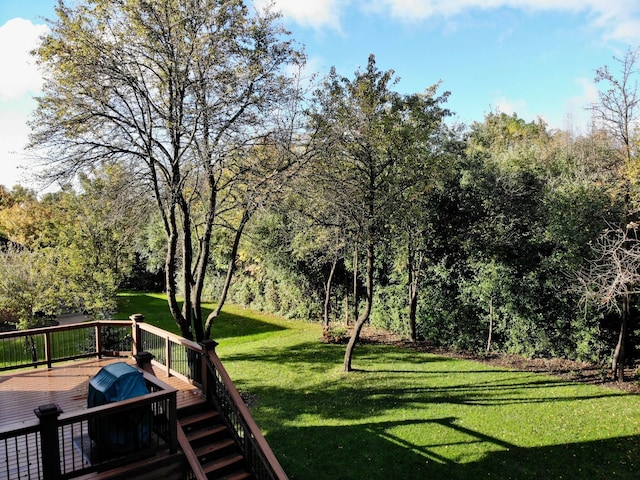 view of yard featuring a deck