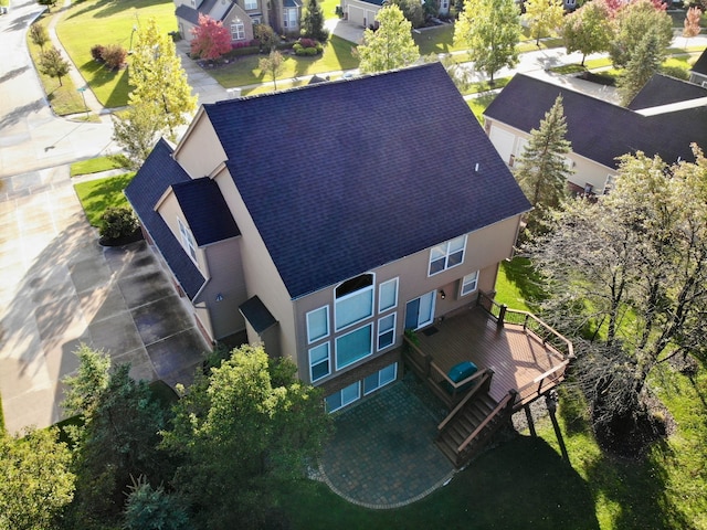 aerial view with a residential view