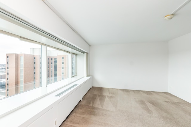 carpeted spare room featuring a view of city