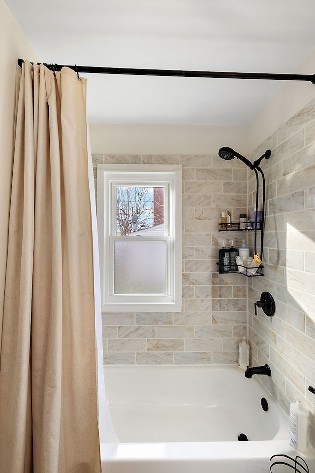 full bathroom featuring shower / bath combo