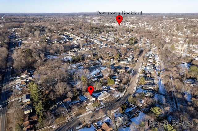 aerial view with a residential view