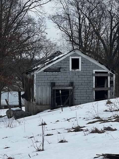 view of snow covered structure