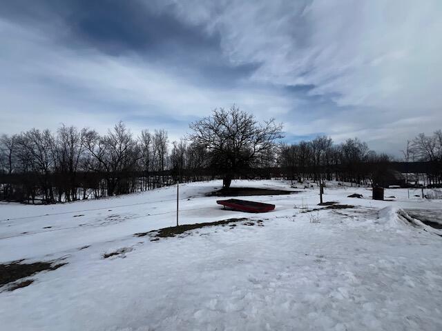 view of yard layered in snow