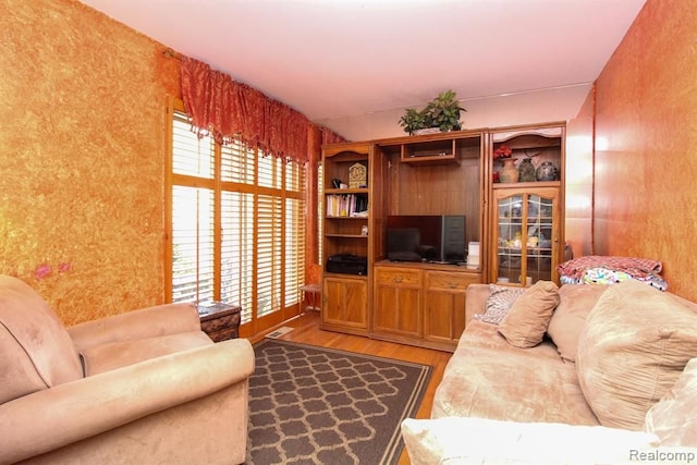 living room with wood finished floors