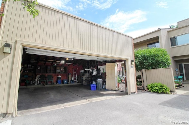 view of detached garage