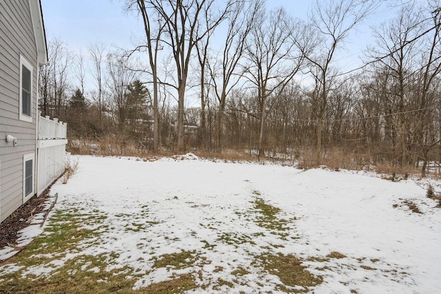 view of yard layered in snow