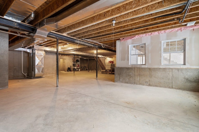 basement with heating unit