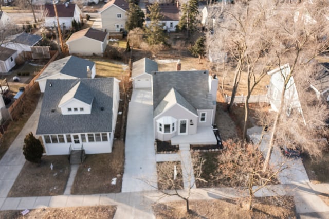 bird's eye view featuring a residential view