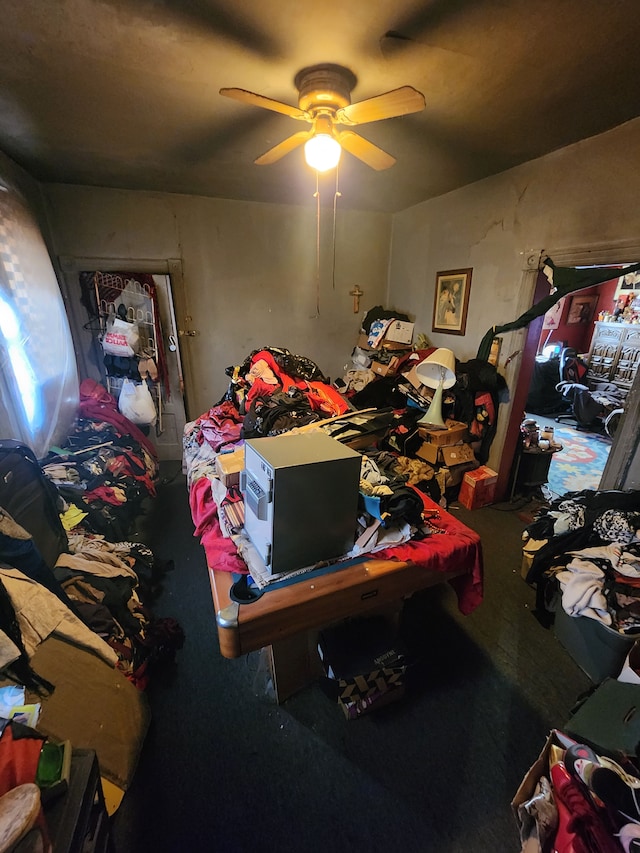 2124 E Forest Ave, Detroit, MI 48207 - bedroom with ceiling fan and carpet