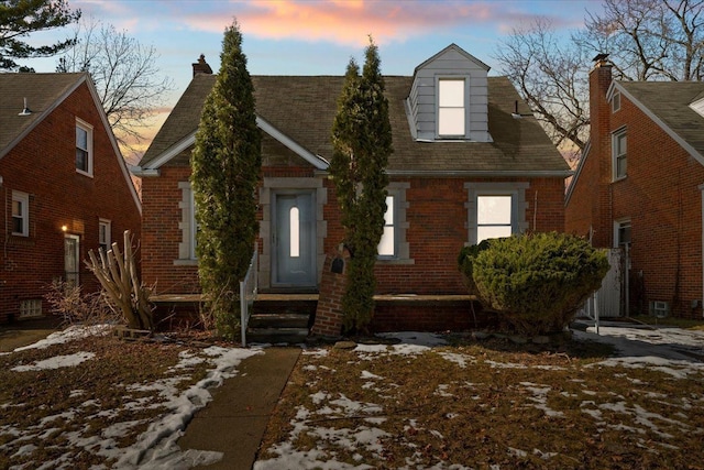 view of front of property with entry steps and brick siding