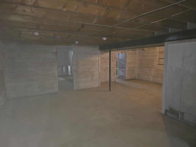 view of unfinished basement