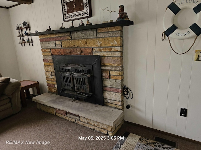 5243 Martin Rd, Beaverton, MI 48612 - detailed view of carpet flooring and wood walls