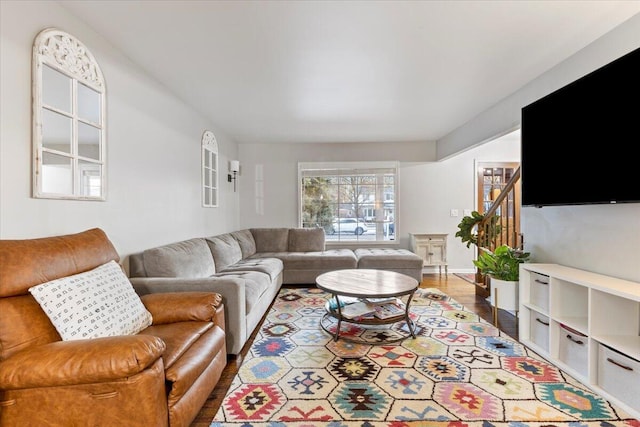 living room with wood finished floors