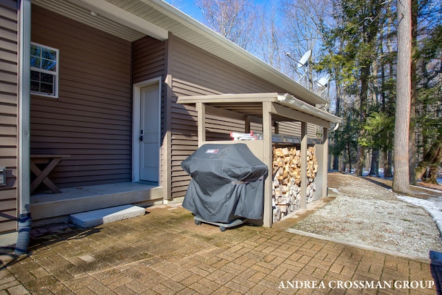 view of patio / terrace featuring a grill