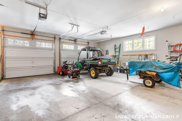 garage with a garage door opener