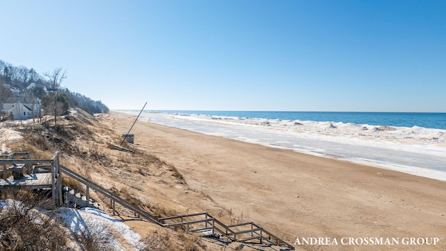 property view of water with a beach view