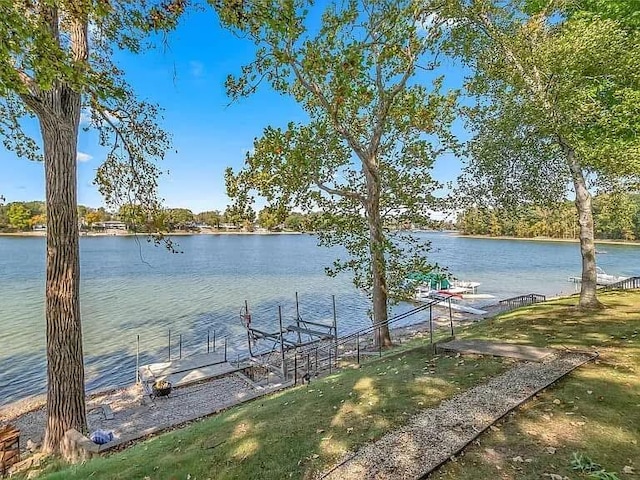 view of dock featuring a water view