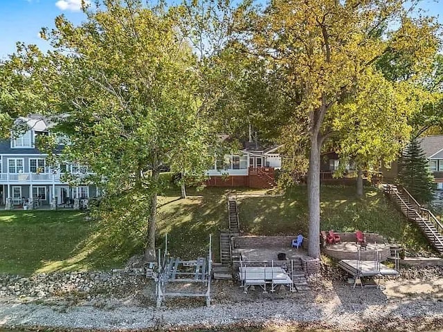 view of yard with stairway