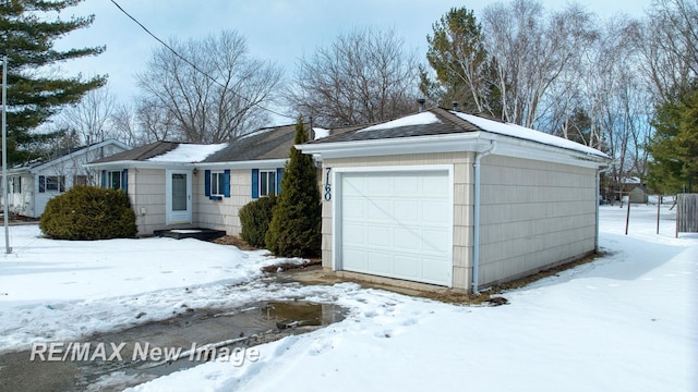 exterior space with a garage