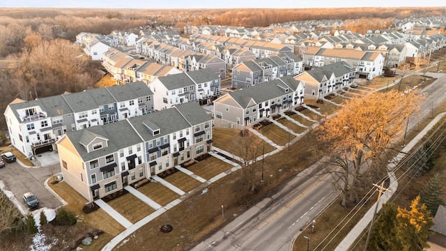 drone / aerial view with a residential view