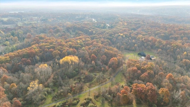 birds eye view of property with a forest view