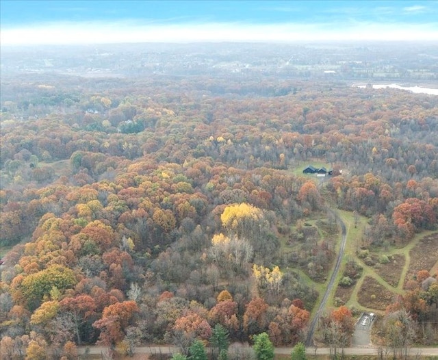 drone / aerial view with a forest view