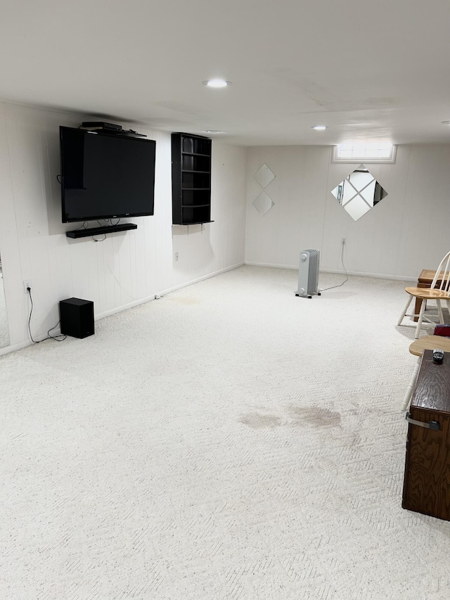 basement featuring carpet