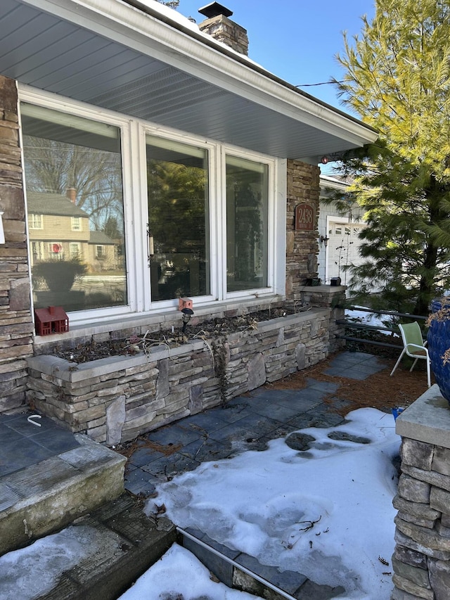 details featuring stone siding