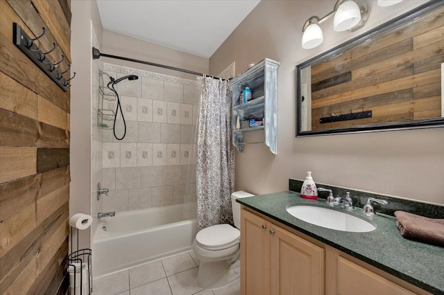3912 Alex Ct, Oxford, MI 48371 - bathroom featuring tile patterned floors, shower / bath combination with curtain, toilet, and vanity