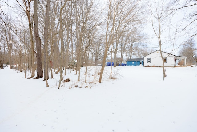 view of yard covered in snow