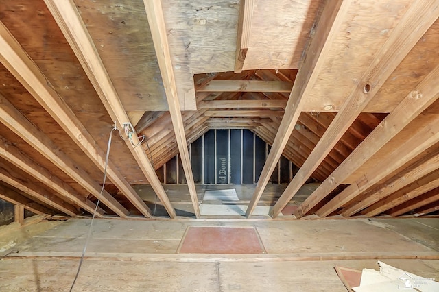 view of unfinished attic