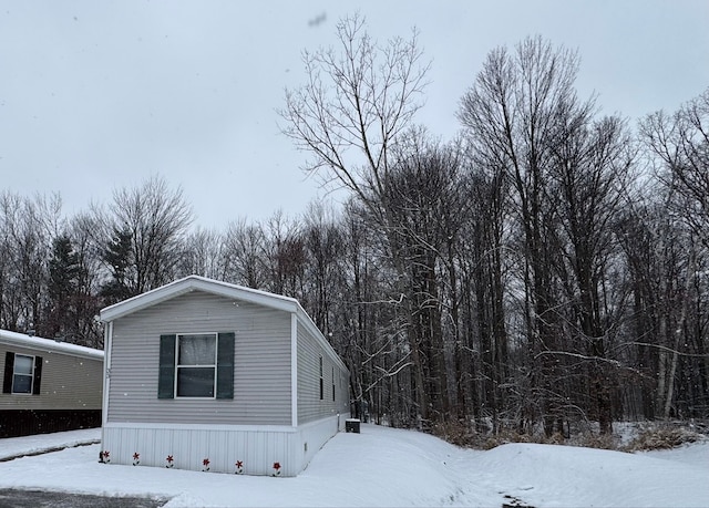 view of snow covered exterior