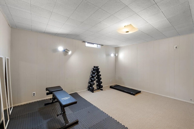 exercise room with carpet floors