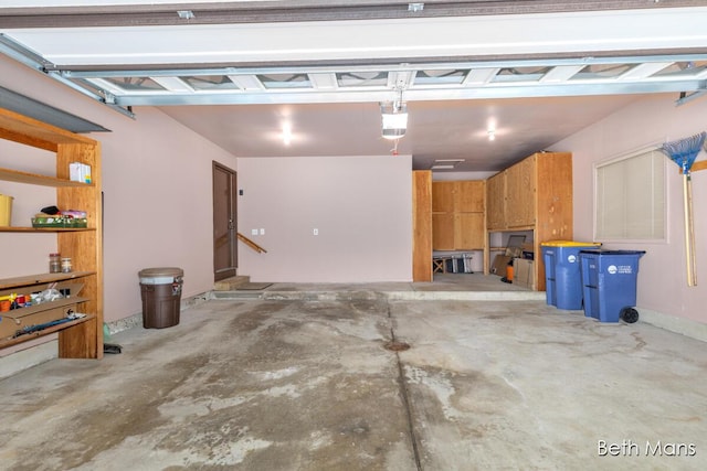 garage with a garage door opener