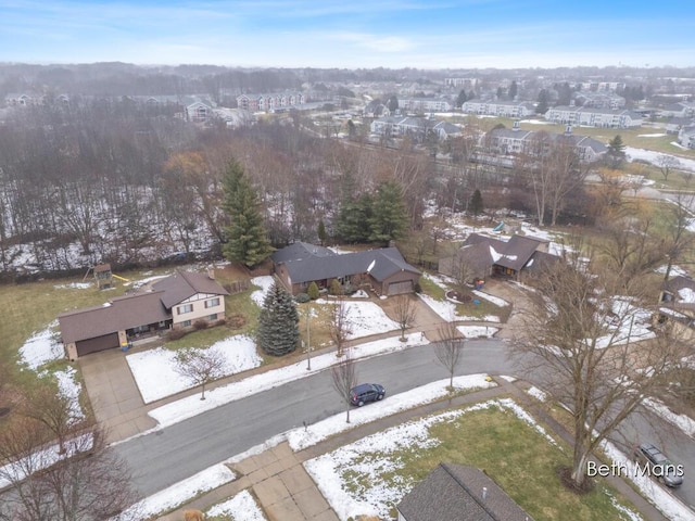 aerial view featuring a residential view