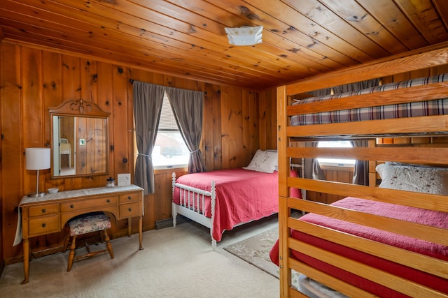7214 S M 66, Mancelona, MI 49659 - carpeted bedroom featuring wooden ceiling and wood walls
