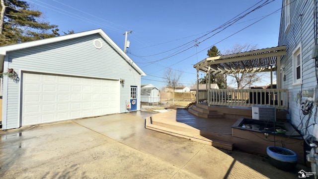 view of detached garage