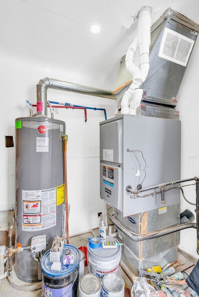 utility room with water heater