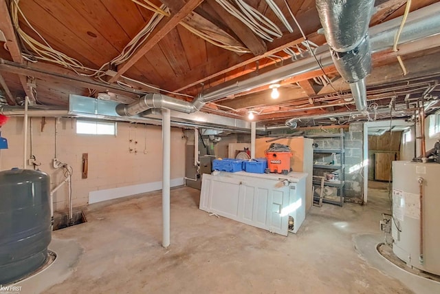 basement with water heater