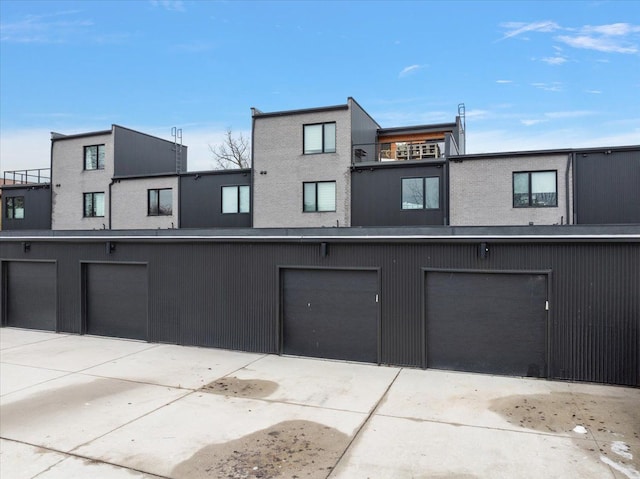 exterior space with a garage