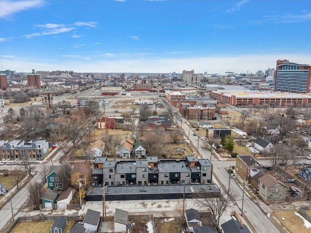 drone / aerial view with a view of city