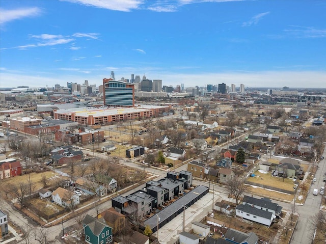 drone / aerial view with a city view