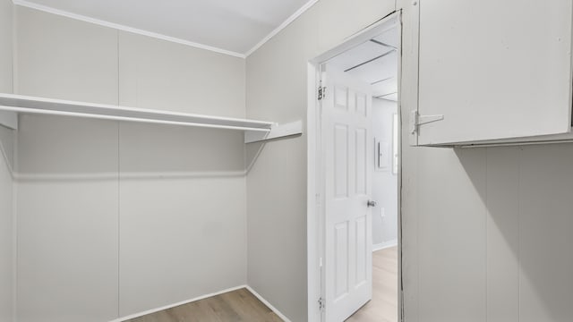 spacious closet with wood finished floors