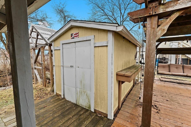 view of shed