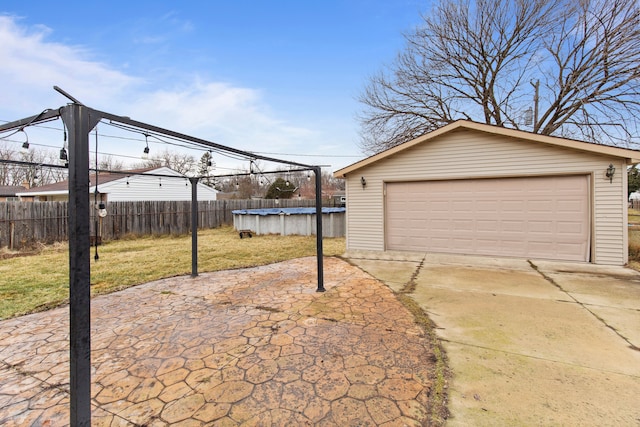 exterior space with fence and a fenced in pool