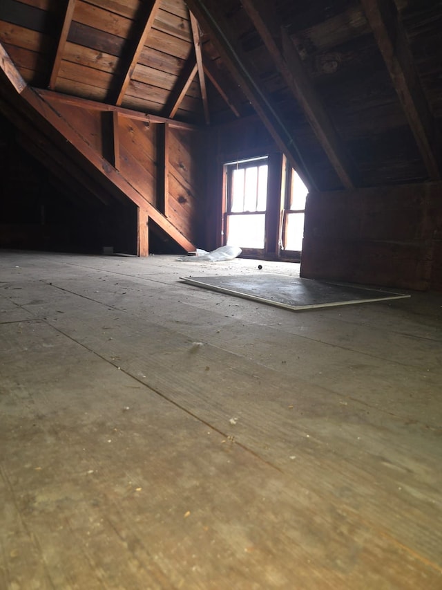 view of unfinished attic