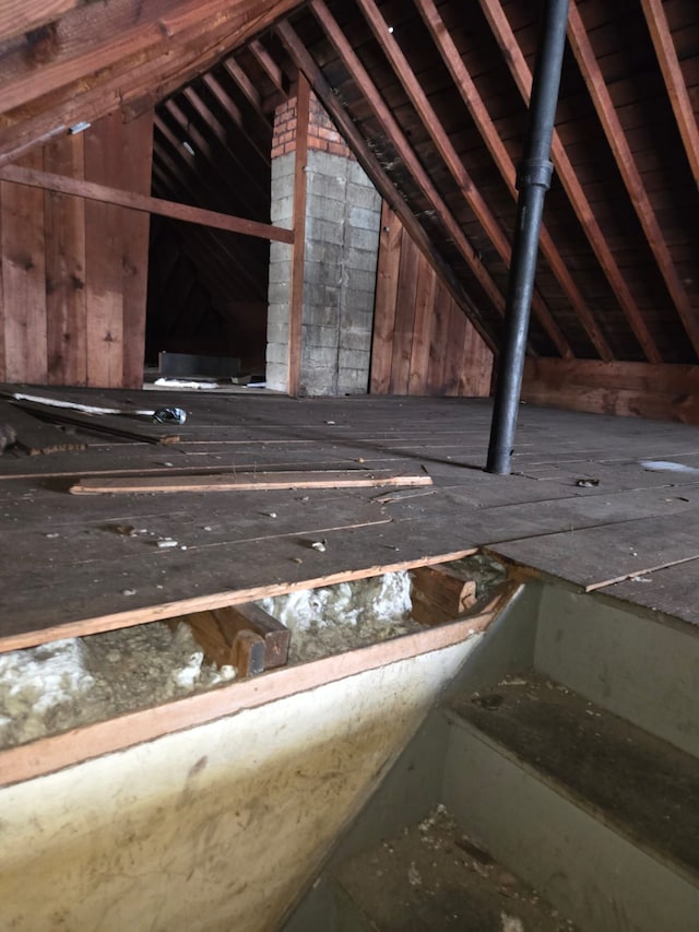 view of unfinished attic