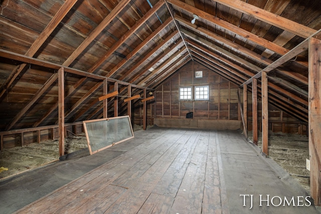 view of unfinished attic