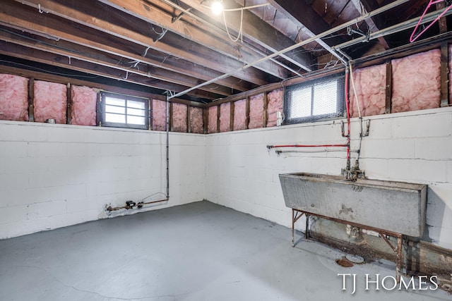 basement with a sink