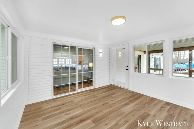 view of unfurnished sunroom